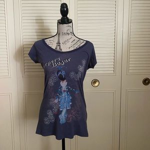 Bazaar Vintage Harper’s Bazaar navy blue long graphic tee